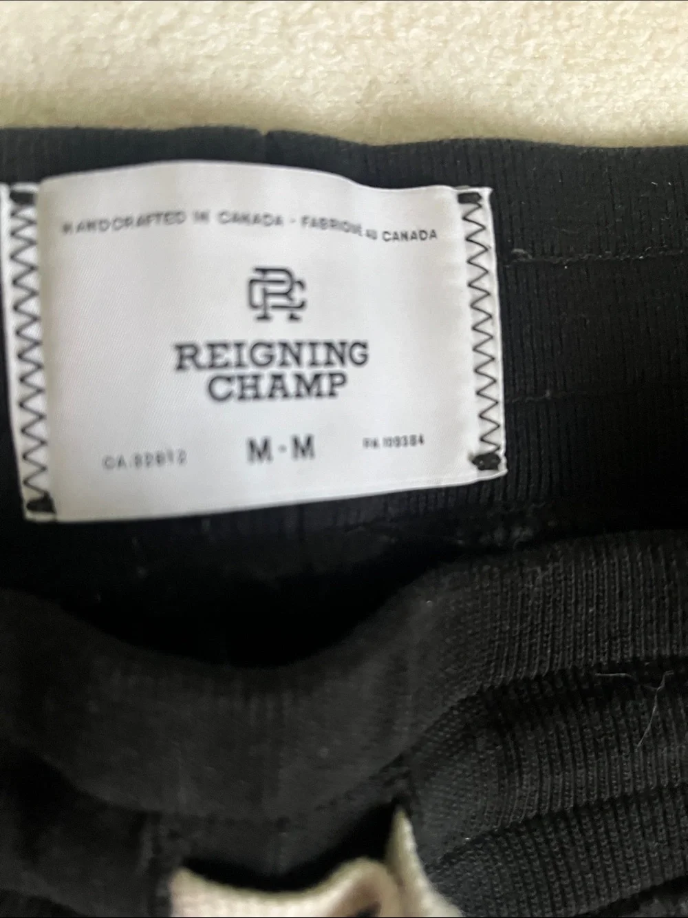 Reigning Champ Black Jogger Sweatpants with White Label